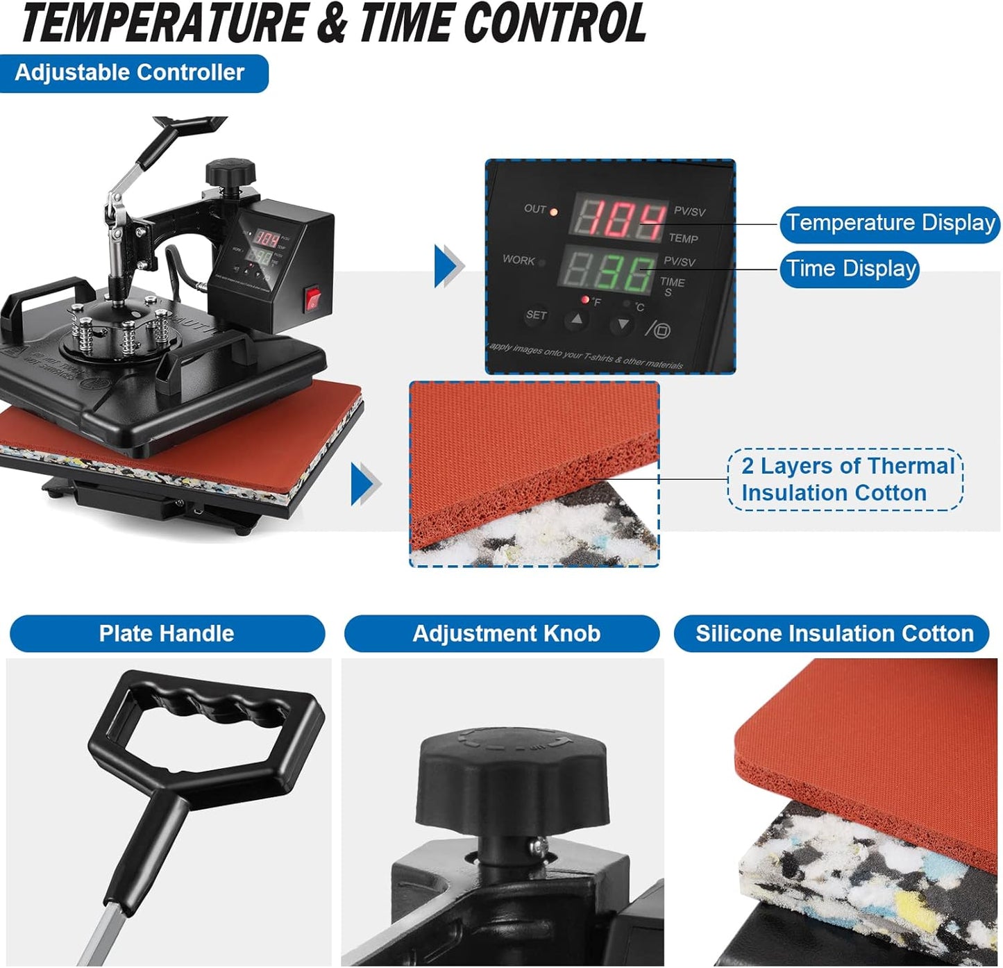 8-in-1 Professional Heat Press Machine Combo | 12x15" Digital Swing-Away for T-Shirt, Hat & Mug 🔥✨
