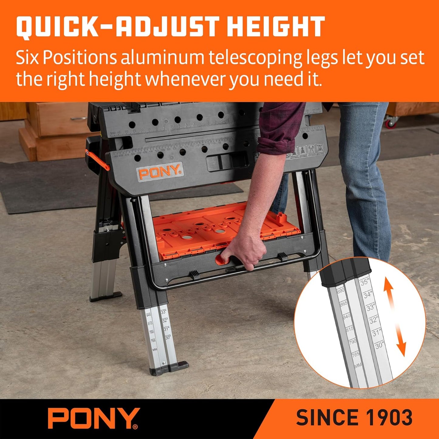 2-in-1 Portable Workbench & Sawhorse | Heavy-Duty & Adjustable 🛠️💪