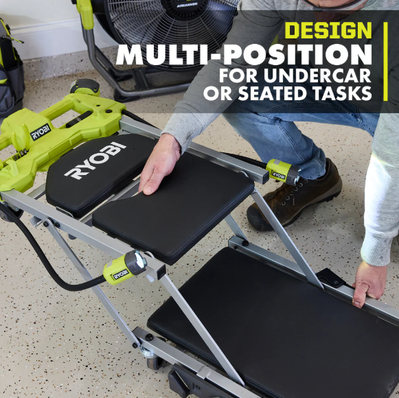 2-in-1 Illuminated Crawler Seat 🛠️💡 | Your Ultimate All-Position Workspace