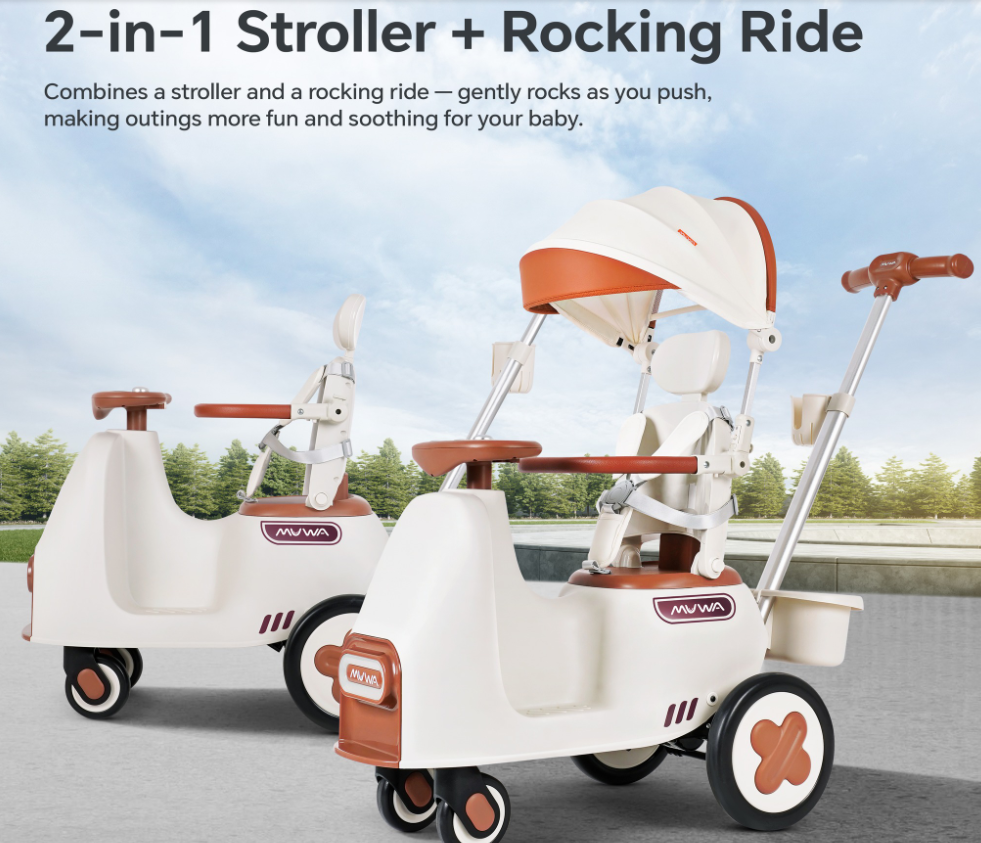 3-in-1 Ride-On Car & Rocker with Push Handle 🚗🌟