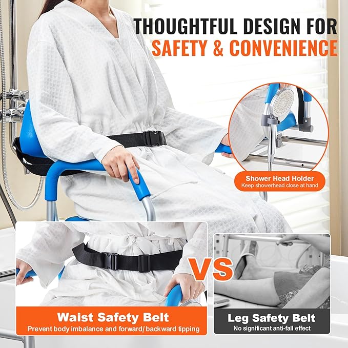 🛁 Smooth-Slide Swivel Shower Chair 🚿 | Adjustable & Safe Transfer Bench