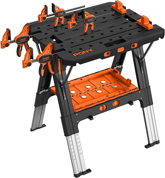 2-in-1 Portable Workbench & Sawhorse | Heavy-Duty & Adjustable 🛠️💪