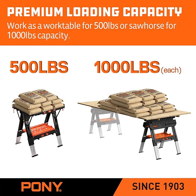 2-in-1 Portable Workbench & Sawhorse | Heavy-Duty & Adjustable 🛠️💪