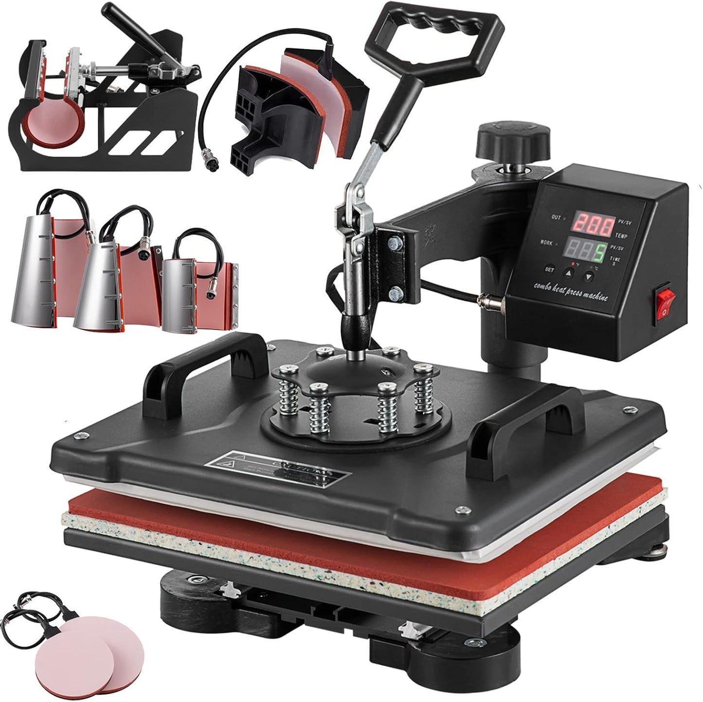 8-in-1 Professional Heat Press Machine Combo | 12x15" Digital Swing-Away for T-Shirt, Hat & Mug 🔥✨