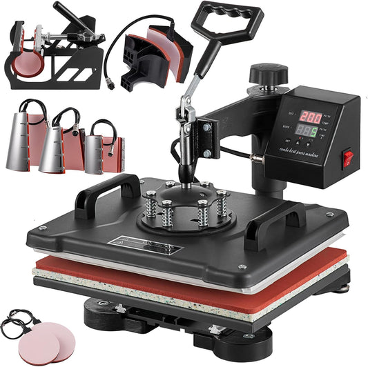 8-in-1 Professional Heat Press Machine Combo | 12x15" Digital Swing-Away for T-Shirt, Hat & Mug 🔥✨