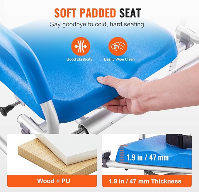 🛁 Smooth-Slide Swivel Shower Chair 🚿 | Adjustable & Safe Transfer Bench