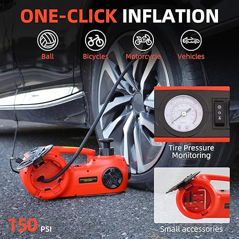All-in-One Electric Car Jack Kit 🚗💪⚡ - 5-Ton Lift, Impact Wrench & Air Pump