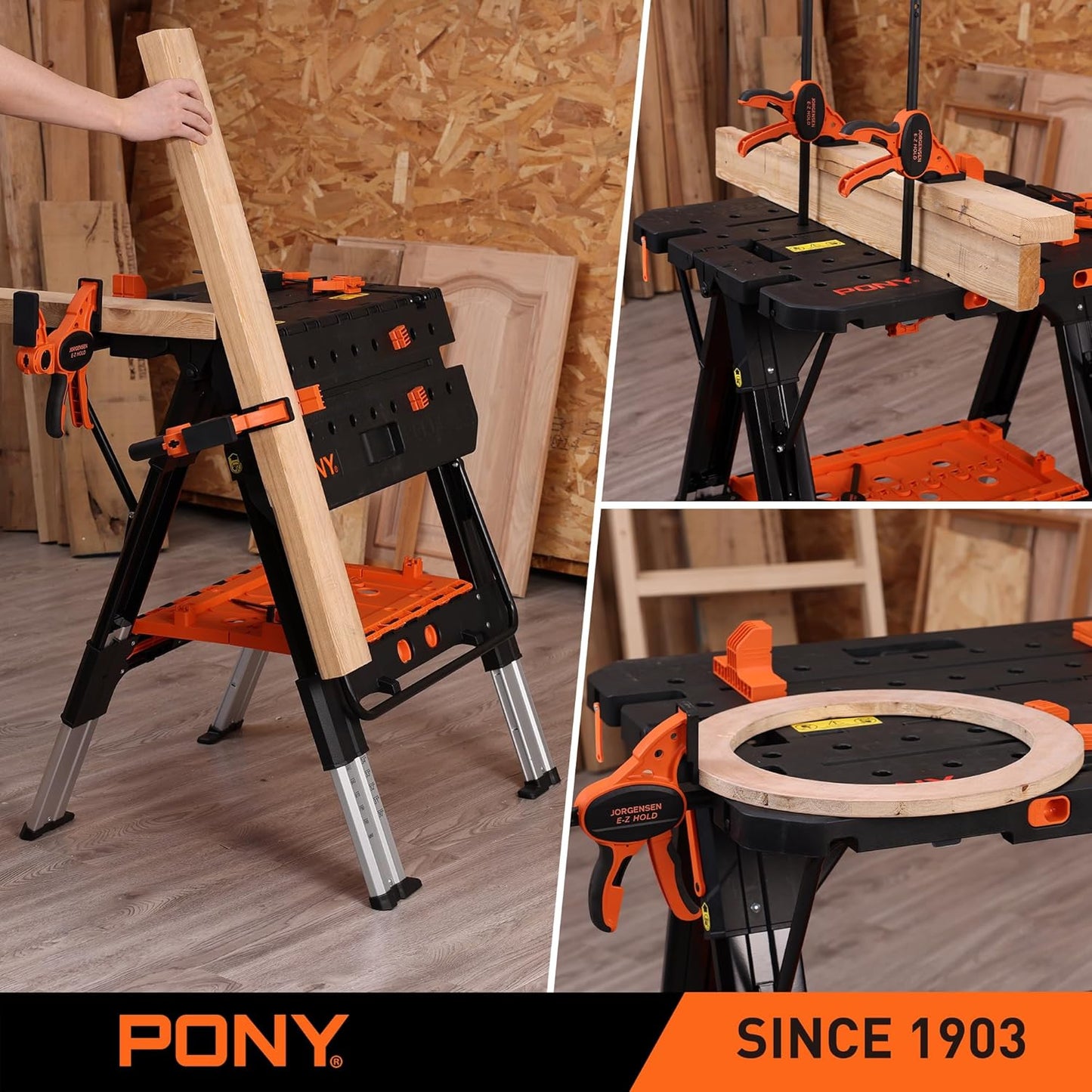 2-in-1 Portable Workbench & Sawhorse | Heavy-Duty & Adjustable 🛠️💪